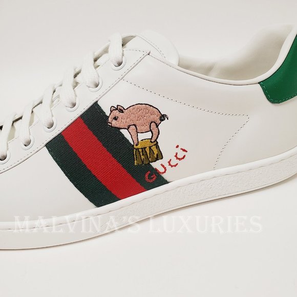 GUCCI SNEAKERS NEW ACE KITTEN WHITE LEATHER SHOES w WEB sz 41 11 - Picture 6 of 16